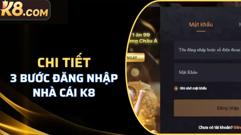 Chi tiết c&aacute;c bước trong thao t&aacute;c đăng nhập K8